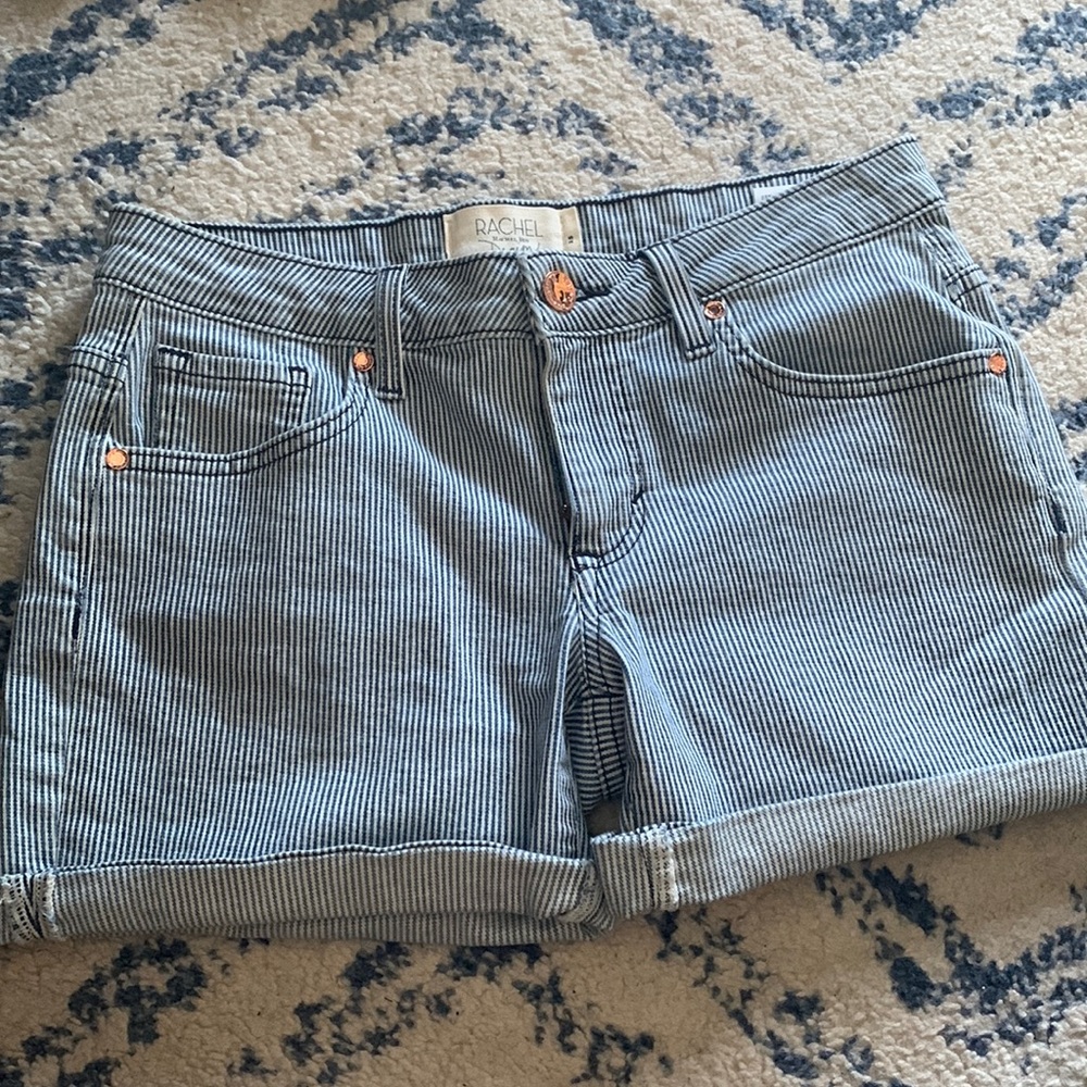 Rachel Roy seersucker denim rolled jeans